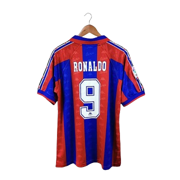 BARCELONA 1995-97 HOME - RETRO FOOTBALL SHIRT - RONALDO 9