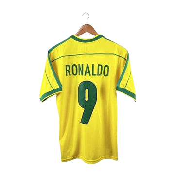 BRAZIL 1998 HOME - RETRO FOOTBALL SHIRT - RONALDO 9